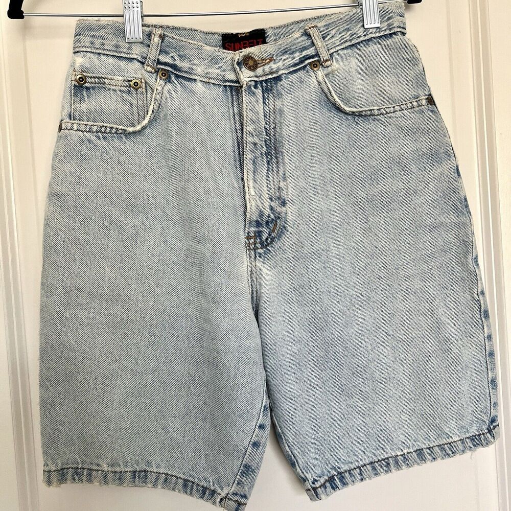 Vintage Sunbelt Denim Size Medium Womens High Waist Pleated Shorts Blue Jean